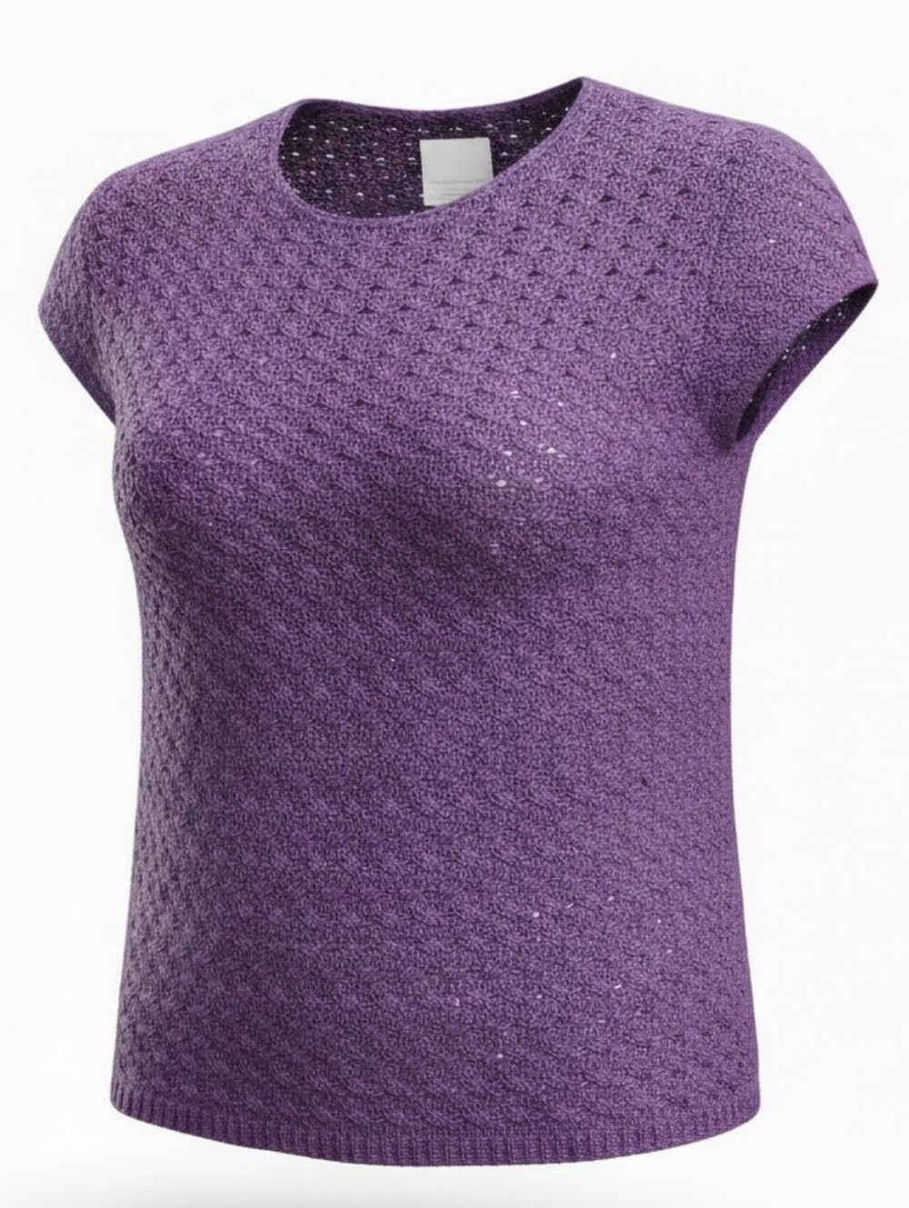 COLDWATER CREEK | Purple Textured Knit Short Sleeve Sweater Top | 2X / 20-22